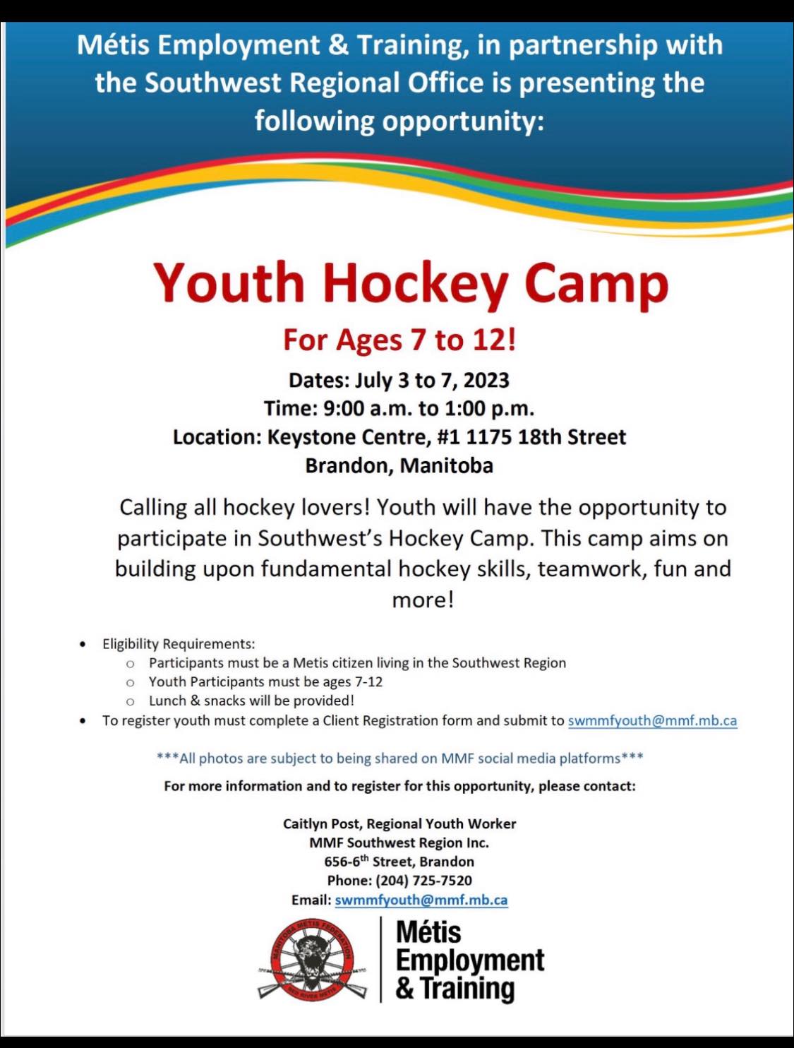 Youth Hockey Camp Manitoba Métis Federation