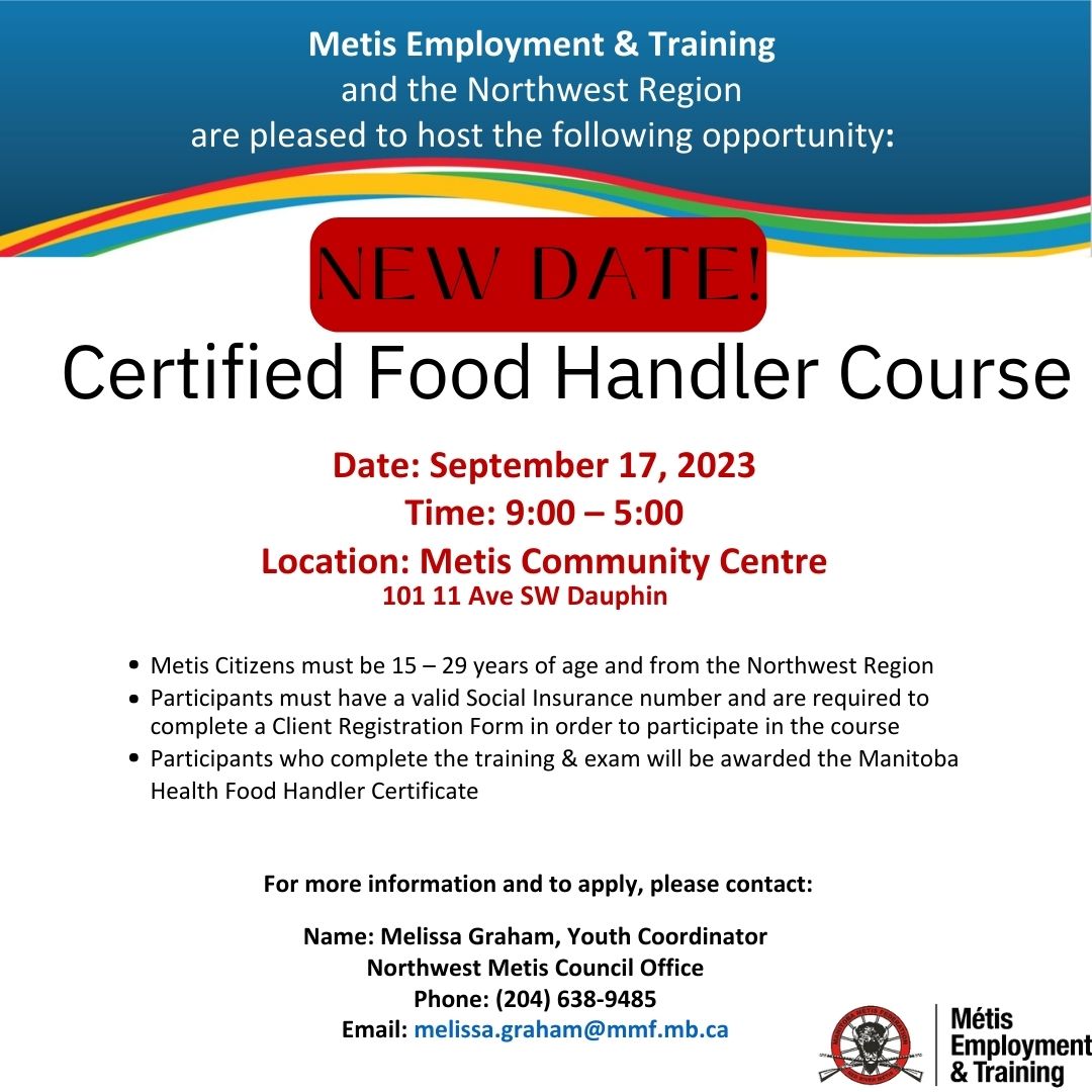 Certified Food Handler Course Northwest Region Manitoba Métis Federation